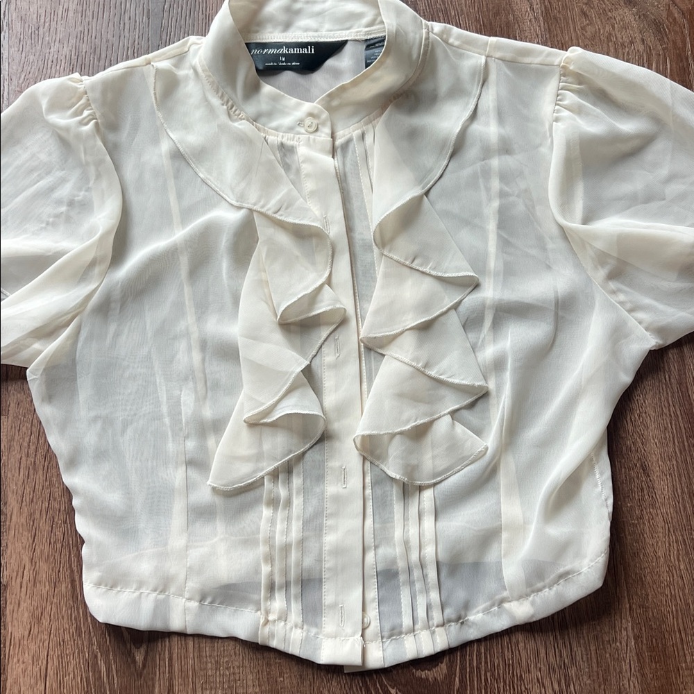 Cream Ruffled Blouse cropped - Picture 3 of 3